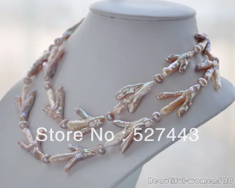 

Wholesale free shipping >>36" 40mm LAVENDER BAROQUE chicken toe round freshwater PEARL NECKLACE
