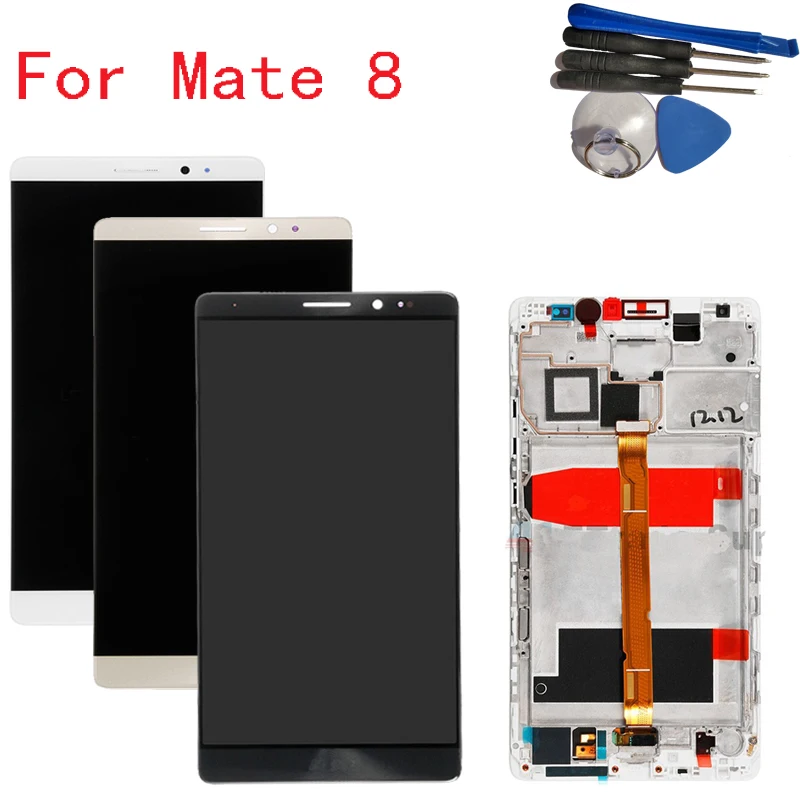 

With Frame LCD Screen 6.0'' For Huawei Mate 8 LCD Display Touch Screen Digitizer Assembly Replacement With Frame +Tools