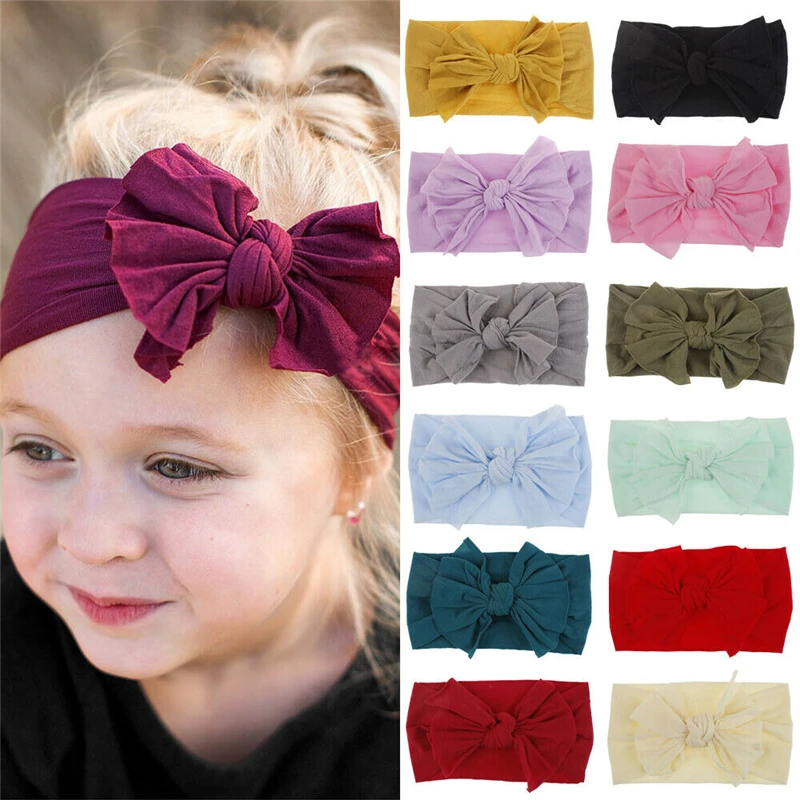 

2019 New Fashion Girls Kids Children Bow Hairband Headband Stretch Turban Knot Head Wrap Headbands Headwear