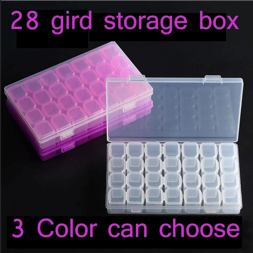 

28Slots Diamond Embroidery Box Diamond Painting Accessory Case 3 color plastic Beads Display Storage Boxes Organizer Hold AS882