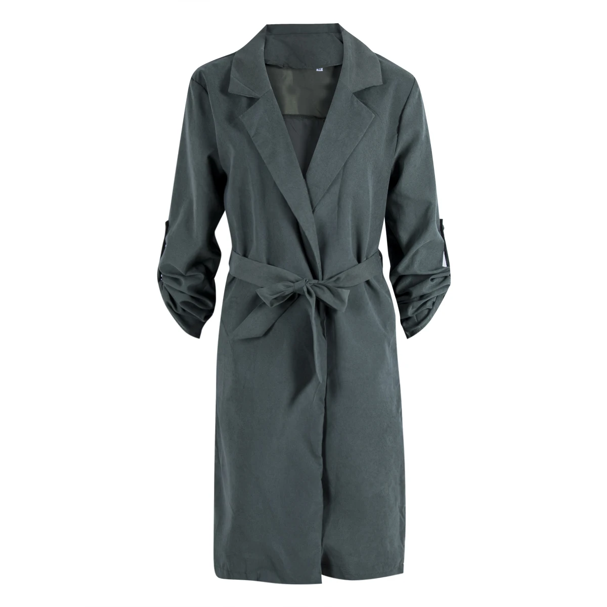 

Windproof Outerwear Women Trench Coats Turn-down Collar Stylish Solid Long Slim Overcoats Belt Long Duster Coat Cardigan Femme