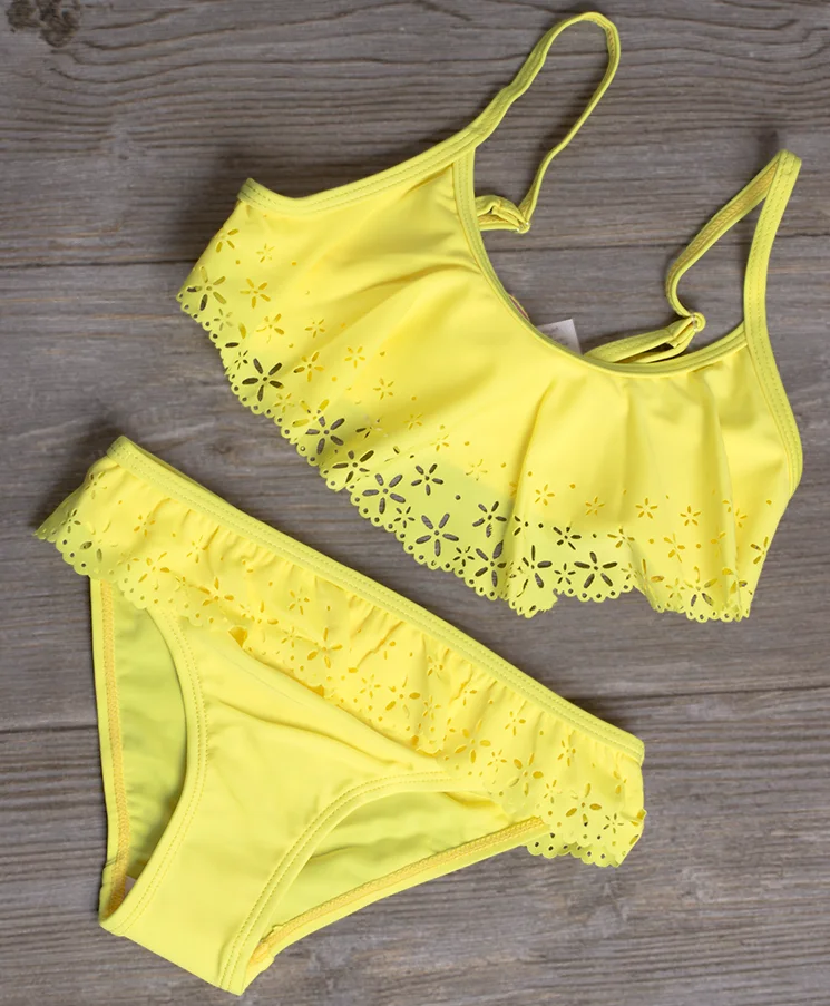 jx26-Yellow Г., купальный костюм для девочек, Танкини с кисточками модный купальный костюм из двух предметов для девочек от 2 до 16 лет, летняя пляжная одежда детский купальный костюм, H1 - Цвет: jx26-Yellow