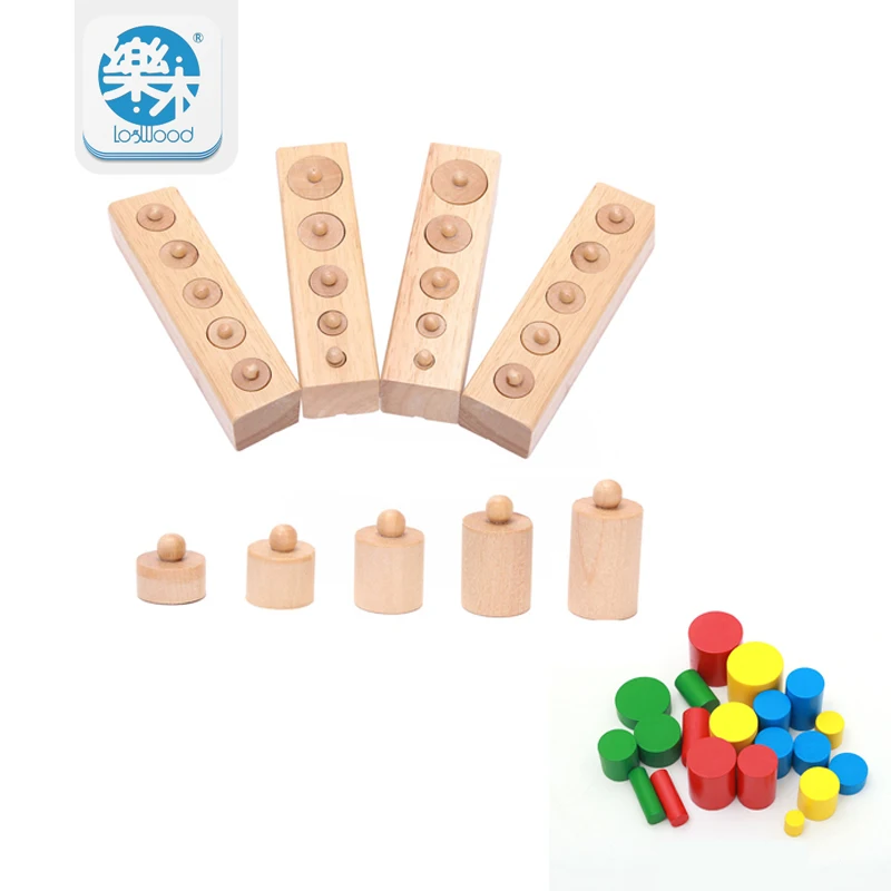Wooden Montessori Education Cylinder Sockets Block Toys Baby Development Practice & Sensory Set Family Toys