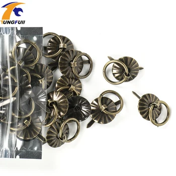 

30pcs 19mm Vintage metal tin box decorated handle Mini Drawer Door ring pulls 0.74" Iron Jewelry Storage Wooden Box Case Handle