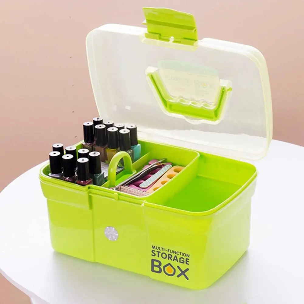 

Three layer multi-function portable nail tool box