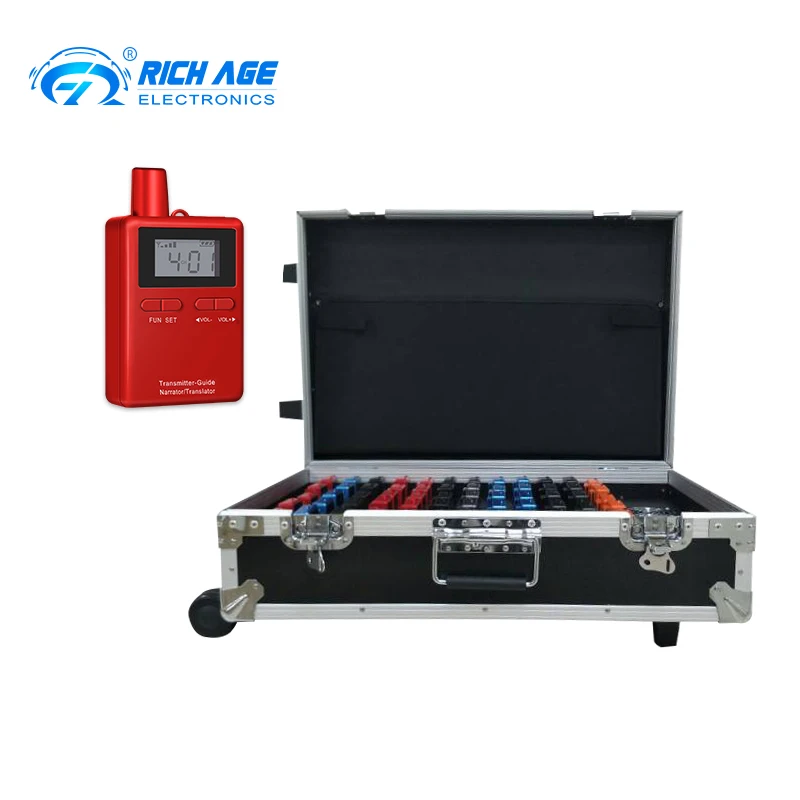 

RichiTek Audio Guide System Handheld 2 Transmitters+58 Receivers For Travel Agency With Headset Microphone