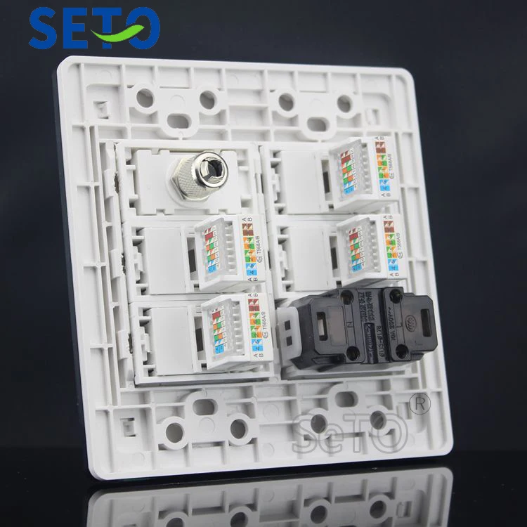 SeTo 120 тип два отверстия разъем питания + четыре Cat5e сеть ТВ Панель розетка