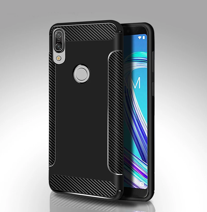 For Asus Zenfone Max Pro M2 ZB631KL Case Soft Silicone Carbon Fiber Matte Slim Protective Back