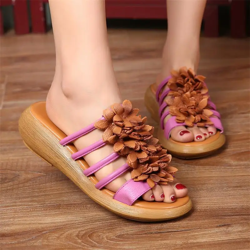 ZHUZHIXIU-Hotsale,2018 summer new style women's genuine leather slippers, flower slippers and thick bottom women's slippers ZHUZHIXIU-Hotsale,2018 summer new style women's genuine leather slippers, flower slippers and thick bottom women's slippers