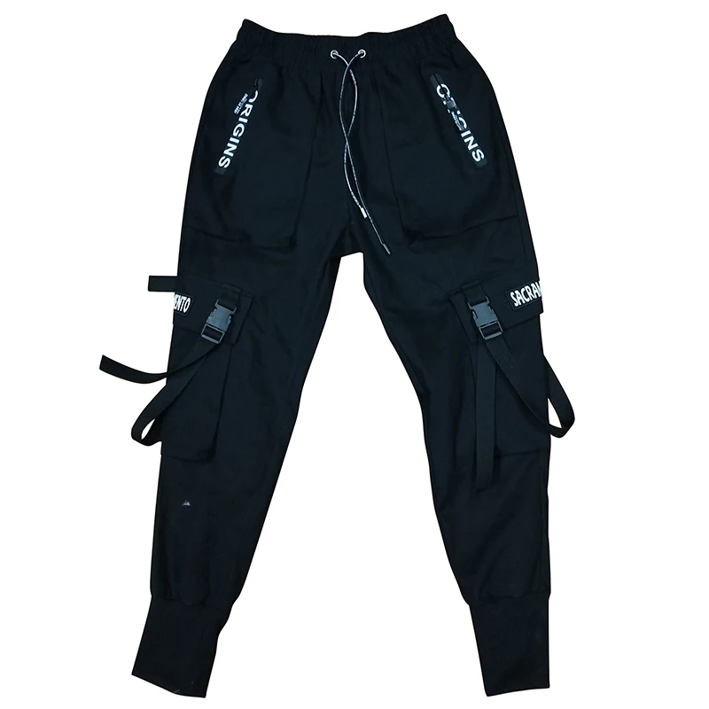 New Side Print Zipper Pockets Men s Jogger Trousers Spring Hip Hop Harem Pants Fashion Ribbons 5