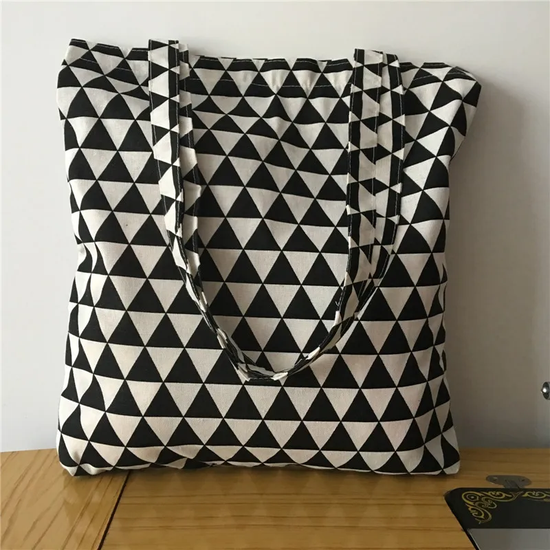 

YILE Cotton Linen Fabric ECO Shopping Tote Shoulder Bag Print Geometric 1206-3