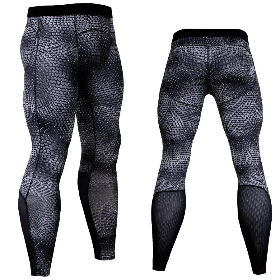 3D длинные штаны для фитнеса, компрессионные колготки, мужские джоггеры, обтягивающие леггинсы для фитнеса, быстросохнущие штаны для тренажерного зала, облегающие Черные Брюки MMA