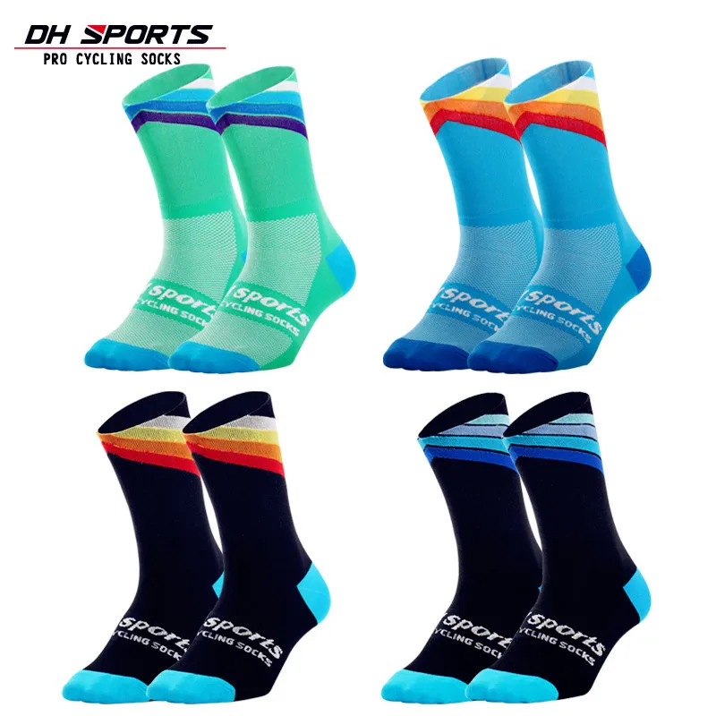 Лучшие Спортивные носки DH SPORTS Pro ветрозащитные высокие велосипедные Coolmax для