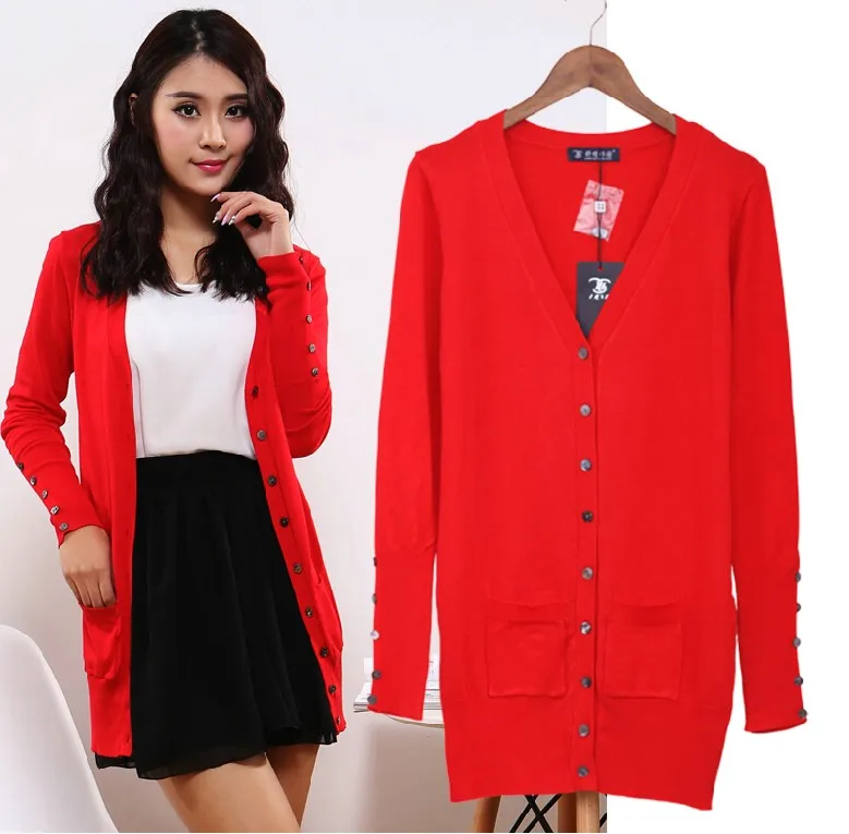 2017 الخريف أزياء الربيع ZA المرأة سترة الخامس الرقبة زر من الصدف محبوك سترة ladies'Cardigan CandyColor XL سترة تريكو