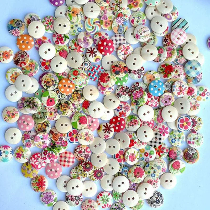 100 шт. разноцветные швейные пуговицы с двумя отверстиями|printed wooden buttons|wooden buttonssewing