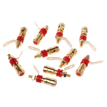 

10PCS Brass Speaker Binding Post Spring Loaded Press Subwoofer Basket Terminal Black/Red