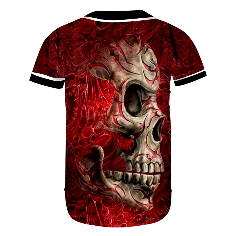UJWI мужские пуговицы Homme 3D рубашка уличная футболка футболки принт металлический череп на заказ бейсбольные трикотажные майки с коротким рукавом