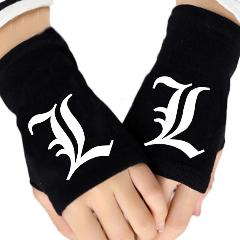 Модные перчатки из хлопка с принтом аниме, перчатки без пальцев, перчатки для влюбленных с героями мультфильмов, черные перчатки унисекс, подарок для косплея