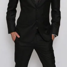 Высокое качество, черный смокинг для жениха, с отворотом, две кнопки, для жениха, Лучший человек, для свадьбы, выпускного, ужина, Мужские костюмы(пиджак+ брюки+ галстук