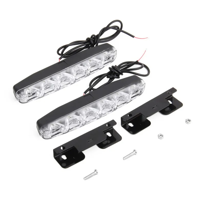 

2pcs NEW High Quality White 6 LED Super Bright DRL Daytime Running Driving Lights Fog Lamps Waterproof Car Styling Fog Lamp