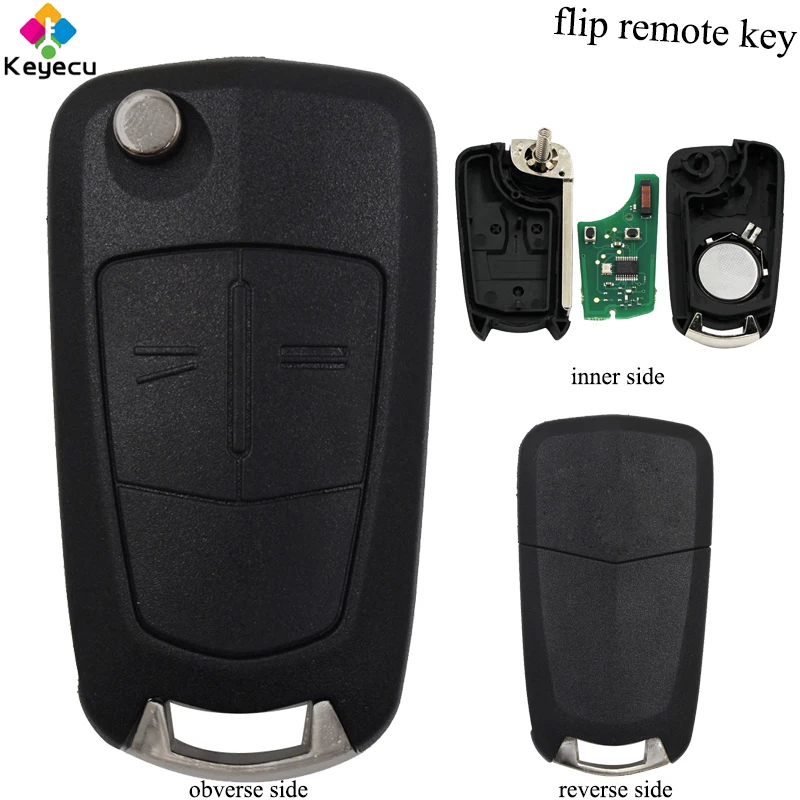 

KEYECU Flip Remote Car Key - 2 Buttons & 433MHz & PCF7946 ID46 Chip - FOB for Vauxhall/Opel Vectra C 2002-2008 Signum 2003-2008