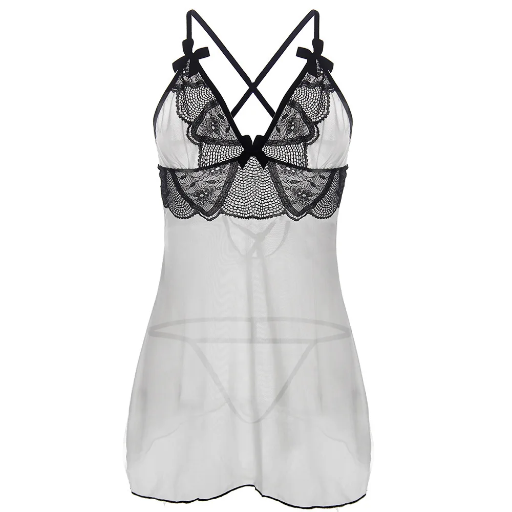 

Sexy Nightgown Lingerie Muply Fashion Patchwork Nightdress Women Sheer Scalloped Satin Nightwear Silk Slip Sleepwear Chemises