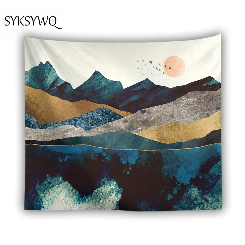 

marble peak tapestry mountain sun wall carpet home decor drop shipping nordic wall cloth blanket