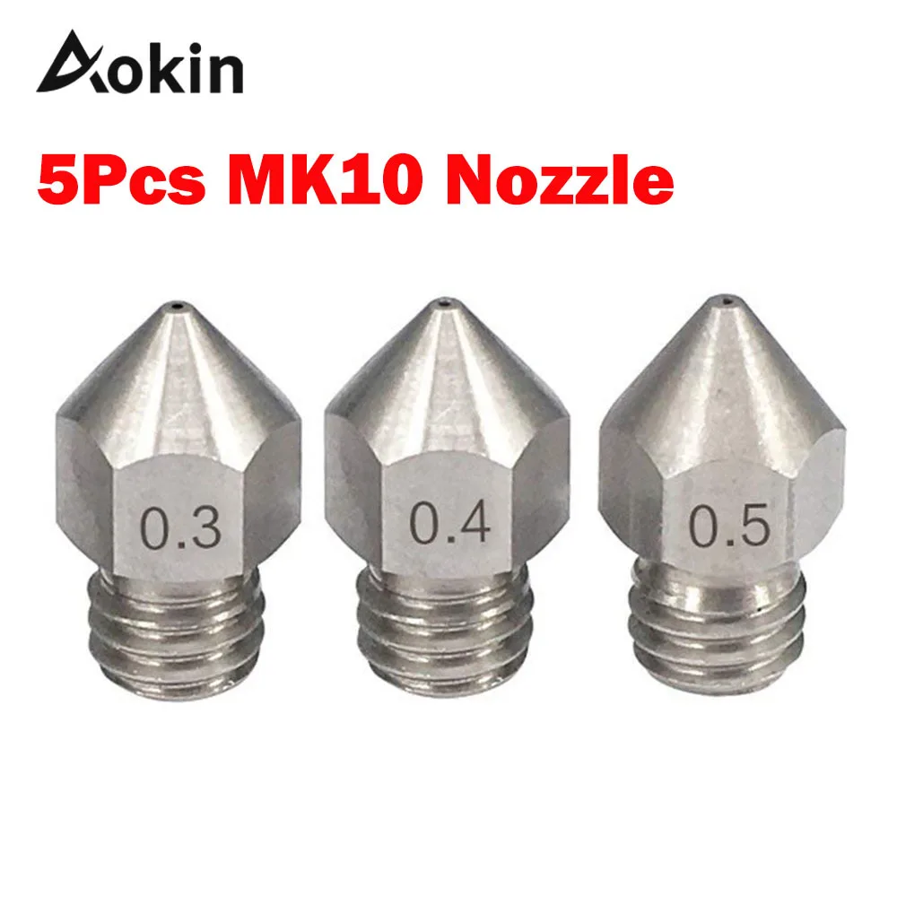 

5pcs Mk10 Stainless Steel 0.2mm 0.3mm 0.4mm 0.6mm 0.8mm 1.0 M7 Threaded Part For Extrusion 1.75mm Filament 3d Printes Part
