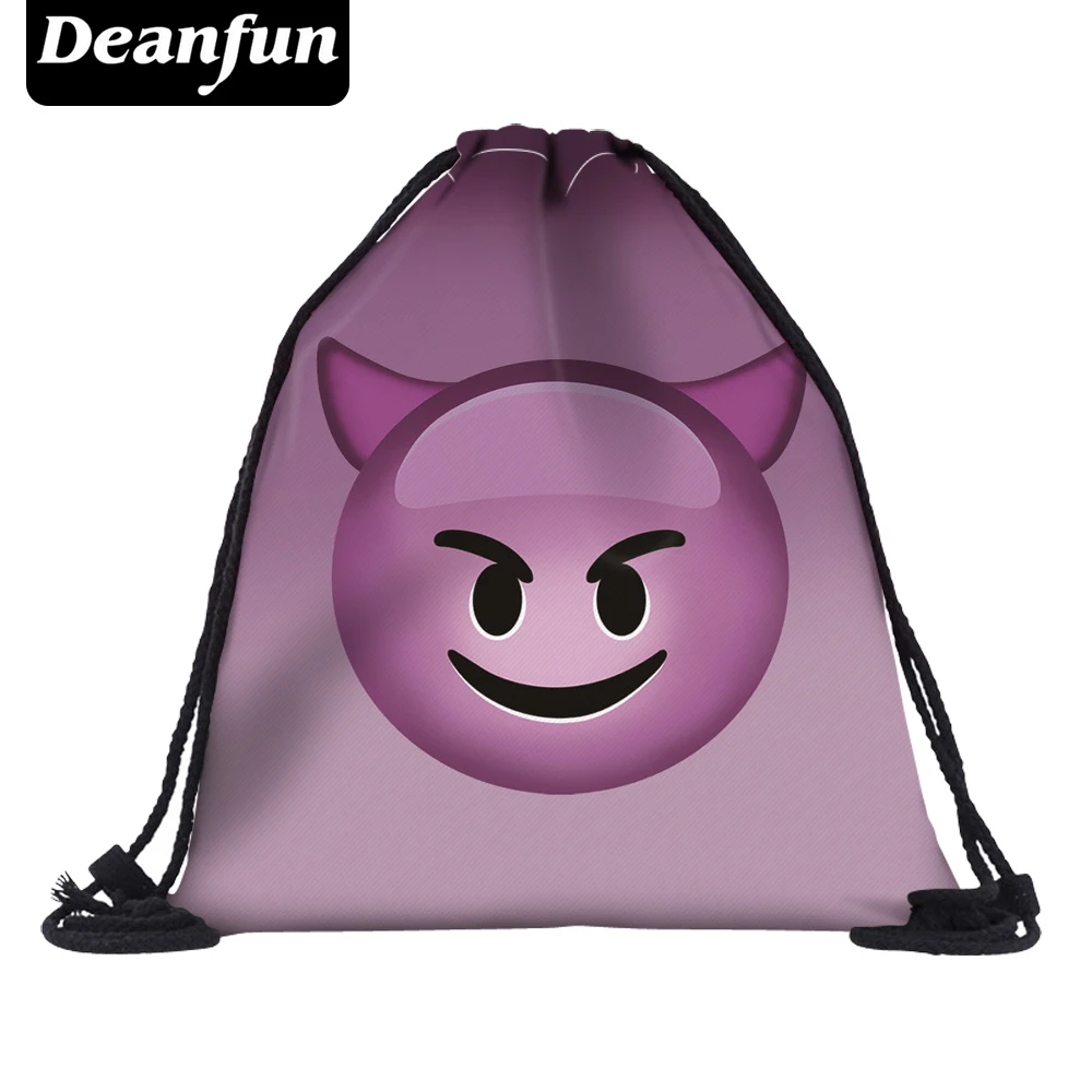 

Deanfun Drawstring Bags 3D Printing Big Purple Emoji Unisex Kawaii Backpacks for Travel SKD 56