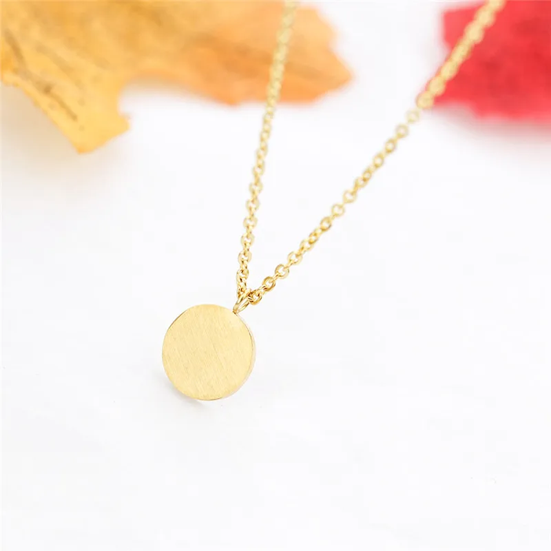 

Simple Jewlery Gold Silver Karma Circle Disc Necklace Pendant Women Bridesmaid Gift Stainless Steel Chain Collares Mujer