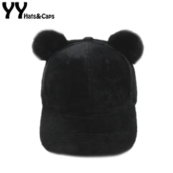 

Fashion Winter Warm Baseball CAPS for Women Fur Ears Snapback Autumn Black Hats Men Hip Hop Snap Back Bone Gorra YY17254