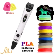 Dikale 3D Pen New Version 3D Drawing Printer Pen 3D Printing Pencil Stencils eBook Refills PLA Filament for Kids Adult Art Gift