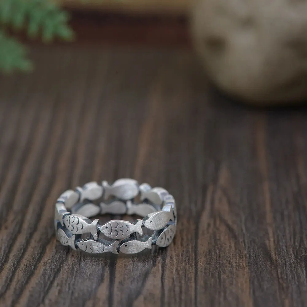 FNJ 925 Серебряное кольцо в виде рыбки, новая мода, настоящее Оригинальное s990стерлинговое тайское серебро, кольца для женщин и мужчин, ювелирные изделия, размер США 5-9