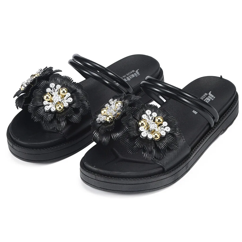 

SAGACE Ladies Flat with Sweet Casual Women's Flower Thick-Soled Sandals Open-Toe Slippers Wear Casual Beach Shoes 2019