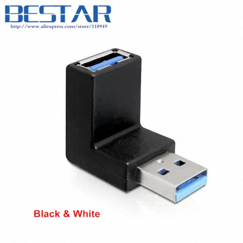 Черно-белый низкопрофильный 90 градусов 90d вверх под углом USB 3 0 A адаптер
