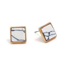 Godzgift Female Inlaid Stone Earrings Ornaments Fashion Square Wedding Valentine Studs Jewelry Gifts For Women New Modern JE5097