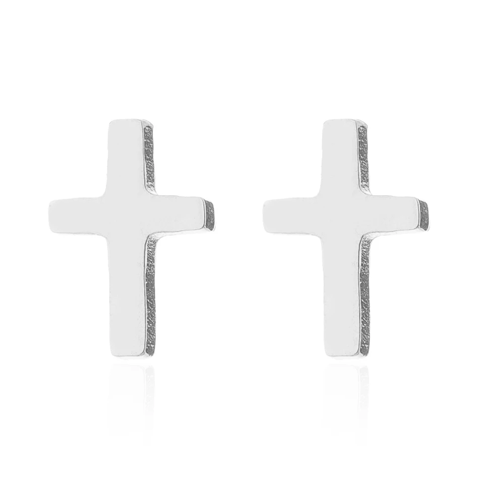 Shuangshuo Punk Cross Stainless Steel Stud Earrings