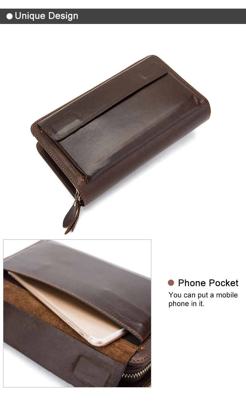 WESTAL Double Zipper Money Clip Wallet Clutch Bag Men's Purses Genuine Leather Men Wallets Leather Man Wallet Long Male Purse 5