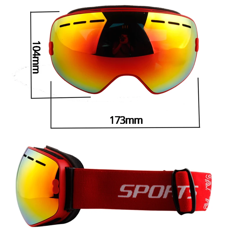 XQHD gafas de esquí UV400 Anti-niebla doble capas de esquí máscara gafas de las mujeres de los hombres Snowboard Motocross gafas máscaras de esquí o gafas