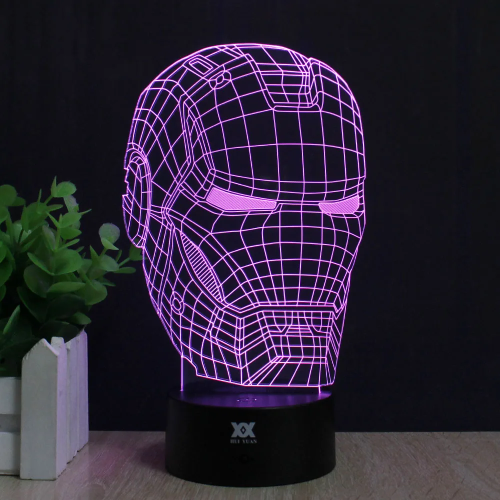 Железный человек 3D лампы паук ниндзя Дэдпул лампы LED Новинка Ночные светильники USB свет подарок на день рождения ребенка Хуэй Юань Марка