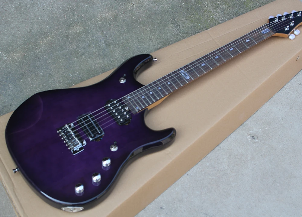 24 Frets Dark Purple Electric Guitar with Active Circuit,Rosewood