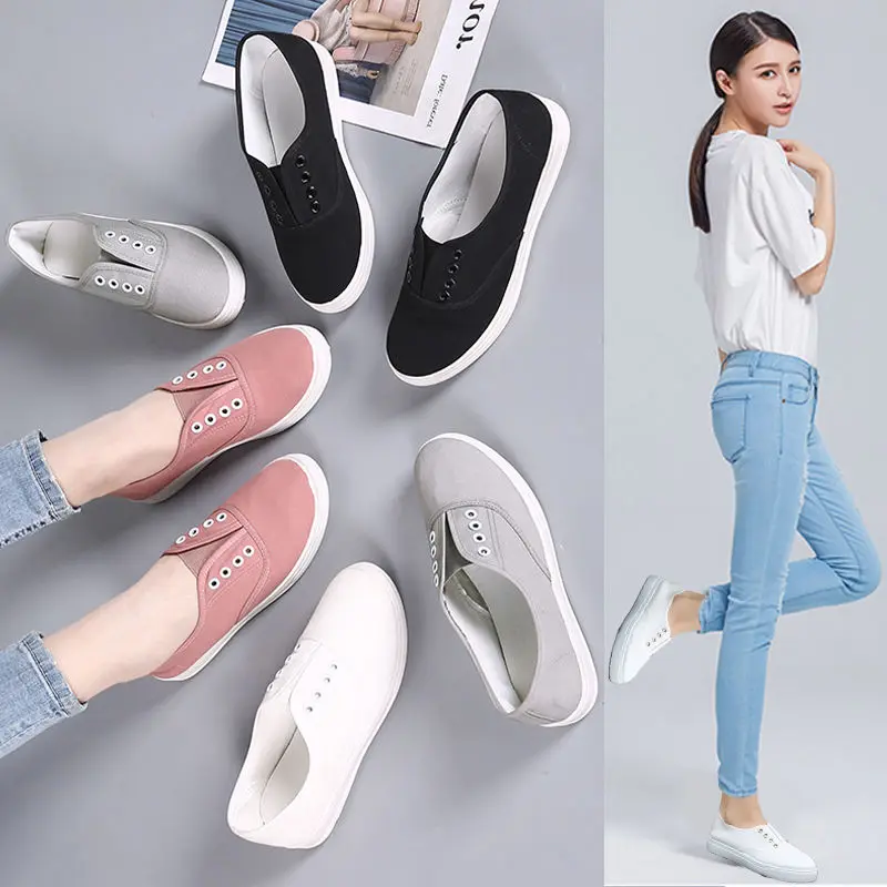 

Hot Selling Spring Canvas shoes for Women Fashion 2019 Solid Vulcanize Shoes Girls zapatos de mujer Sneakers Women
