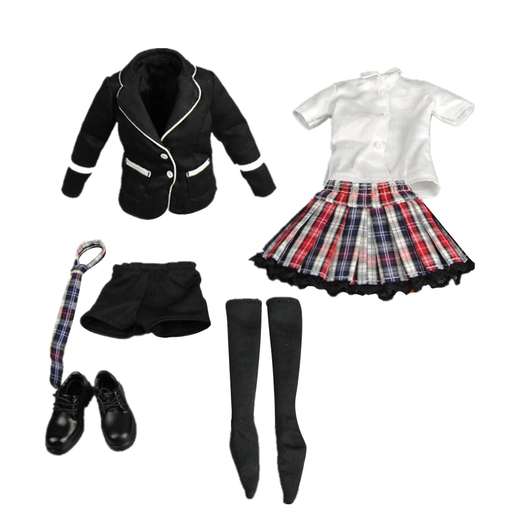 1/6 Scale Women Female Clothes Black School Uniform Suit For 12