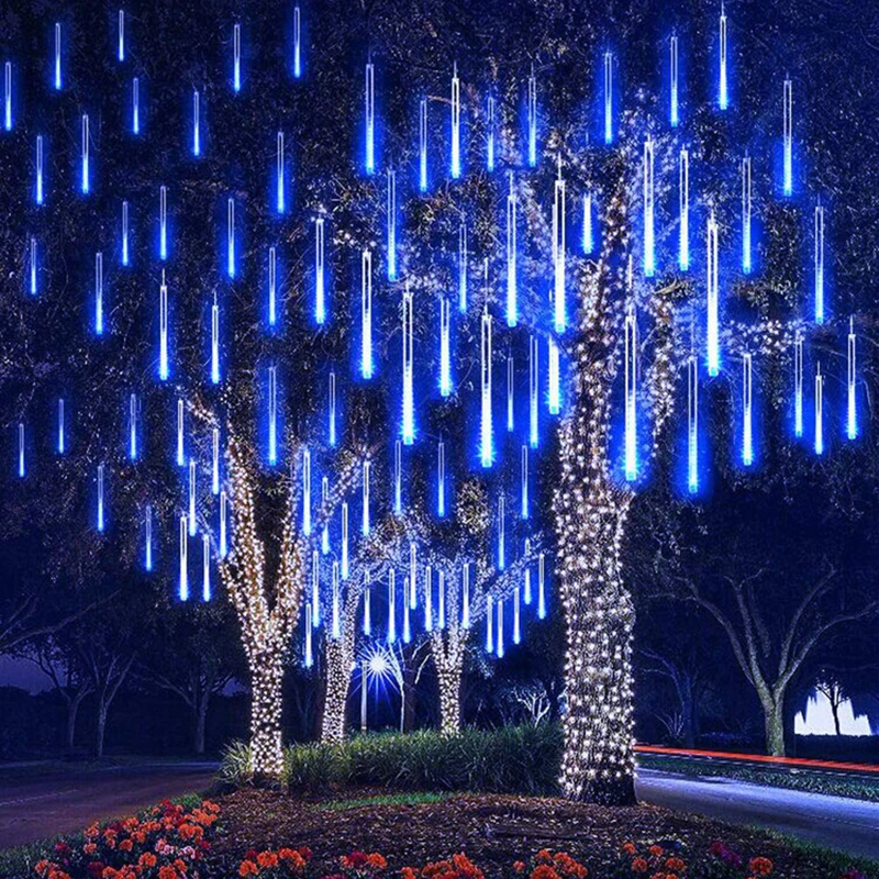 Новогодний 20 см 30 см 50 см наружный Метеоритный Дождь 8 трубок светодиодный струнный фонарь Водонепроницаемый для украшения рождественской свадебной вечеринки