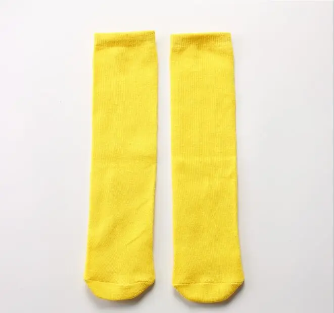 1 пара, весенне-осенние детские носки хлопковые Дышащие носки с двойными иглами и кружевом для детей от 3 до 10 лет однотонные гольфы для маленьких девочек, Школьные носки - Цвет: Yellow Socks