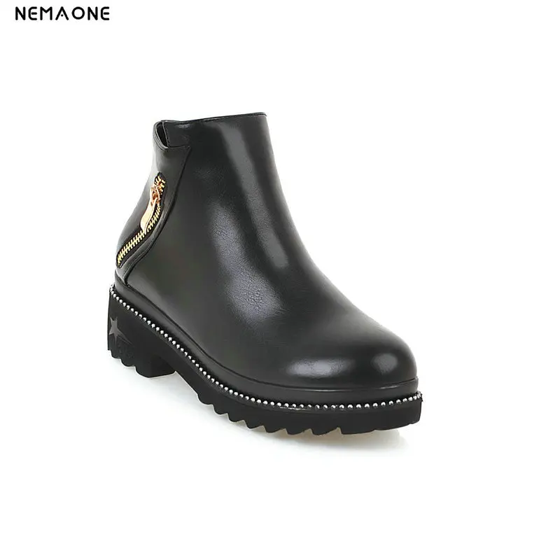 

New thick high heels women boots ladies spring autumn ankle platform Boots casual western shoes woman large size 43