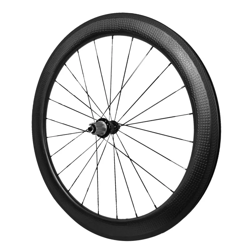 Discount 2017Golf surface carbon wheels 58mm depth 25mm width rims Dimple surface carbon clincher wheelset power way R36 hubs black 1650g 6