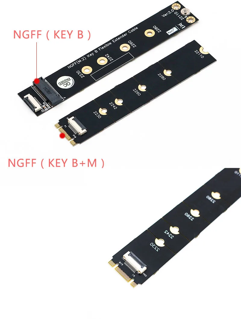 M.2 ключ B 2230/2242/2260/2280/22110 SSD к NGFF ключ B+ M интерфейс адаптера с Гибкий плоский кабель