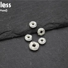 Круглый бисер из натурального серебра S925 пробы, аксессуары для рукоделия, винтажный бисер ручной работы