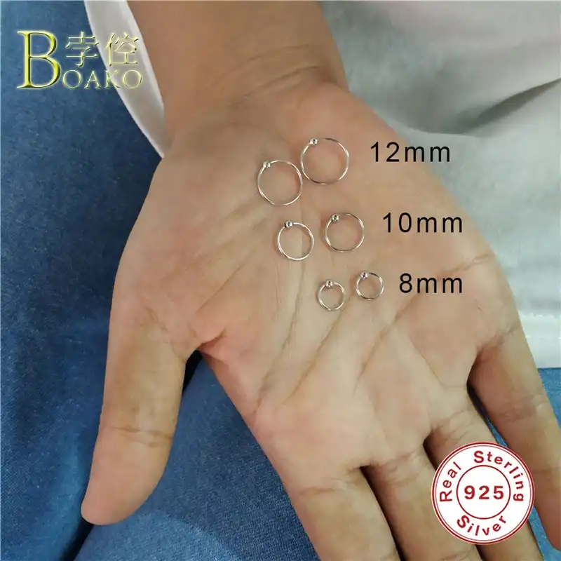 BOAKO маленькие серьги-кольца для женщин и мужчин, серьги из стерлингового серебра 925 пробы, маленькое кольцо с зажимом, серьги-капли для девоч...